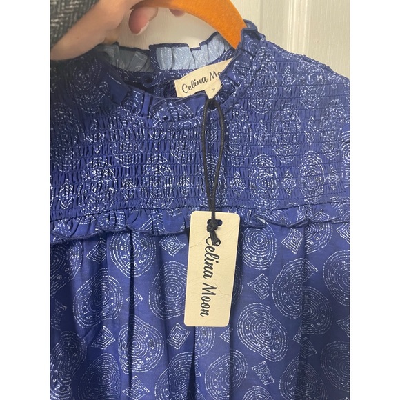 NWT Celia Moon Blue Puff Sleeve Mini Dress - Picture 5 of 8